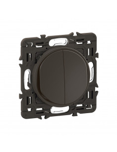 Interrupteur ou va-et-vient + poussoir Céliane enjoliveur Noir et support LEGRAND CZ0037