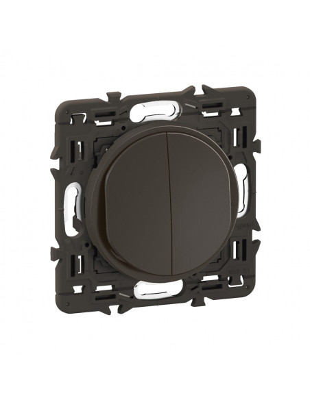 Interrupteur ou va-et-vient + poussoir Céliane enjoliveur Noir et support LEGRAND CZ0037