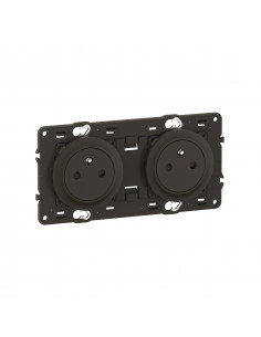 Double prise 2P+T Surface Céliane précâblée enjoliveurs Noir et support LEGRAND CZ0112