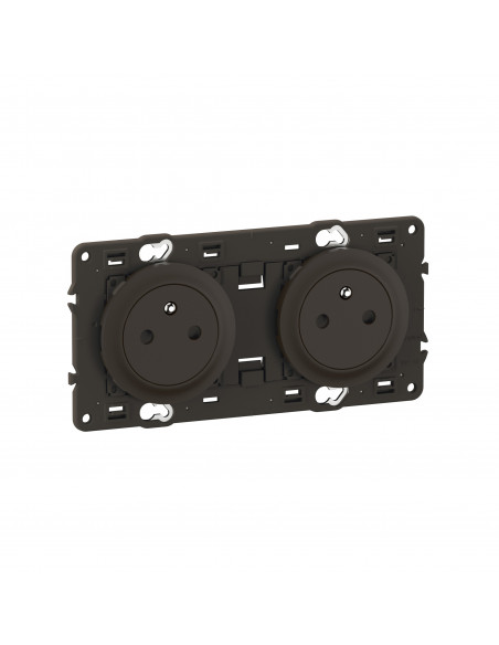 Double prise 2P+T Surface Céliane précâblée enjoliveurs Noir et support LEGRAND CZ0112