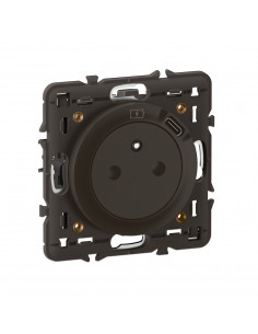 Prise 2P+T avec prise USB Type-C 7,5W Céliane enjoliveur Noir et support LEGRAND CZ0140