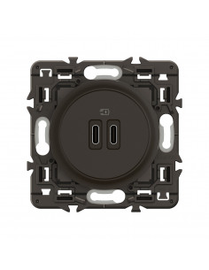 Prise 2 USB Céliane 20W Power Delivery Type-C+C enjoliveur Noir et support LEGRAND CZ0154 2
