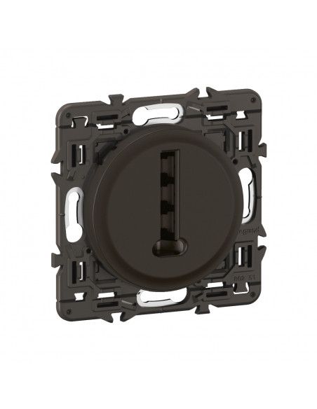 Prise téléphone Céliane 8 contacts enjoliveur Noir et support LEGRAND CZ0338