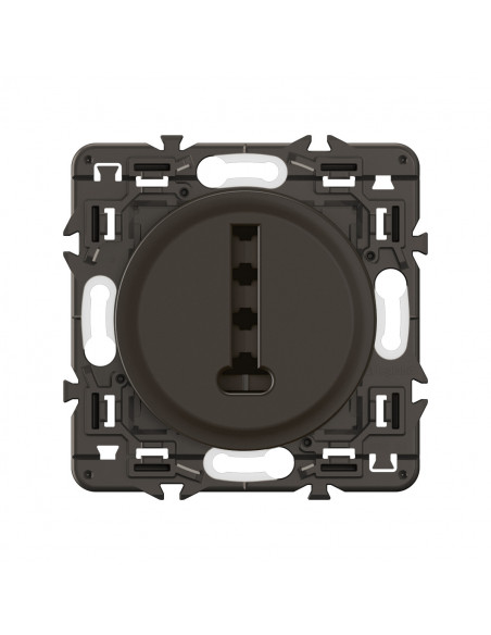 Prise téléphone Céliane 8 contacts enjoliveur Noir et support LEGRAND CZ0338