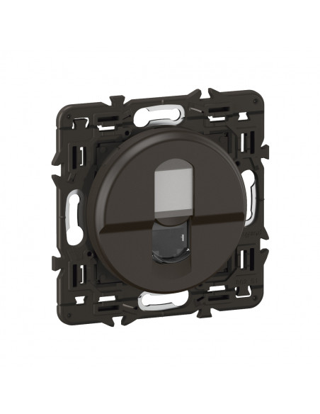 Prise RJ45 Céliane blindée Catégorie 6 STP enjoliveur Noir et support LEGRAND CZ0347