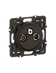 Prise TV R-SAT DAB+ Céliane enjoliveur Noir et support LEGRAND CZ0388