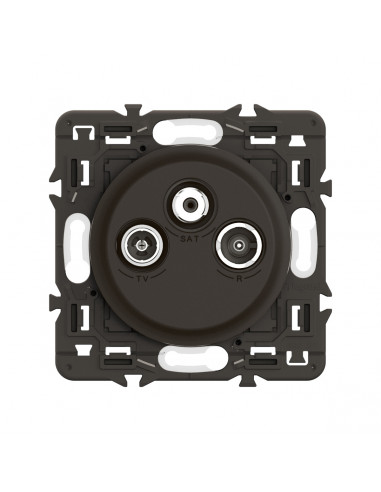 Prise TV R-SAT DAB+ Céliane enjoliveur Noir et support LEGRAND CZ0388