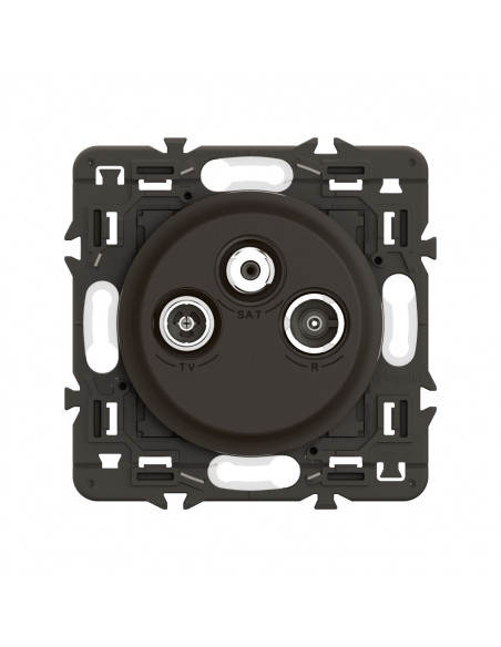 Prise TV R-SAT DAB+ Céliane enjoliveur Noir et support LEGRAND CZ0388