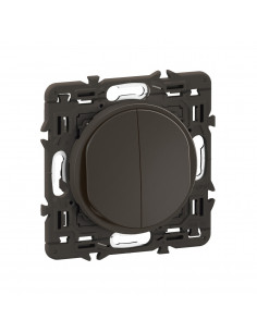 Double interrupteur ou va-et-vient Céliane 10AX enjoliveur Noir et support LEGRAND CZ2001