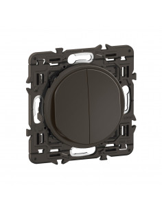 Double interrupteur lumineux Céliane 10AX enjoliveur Noir, support et voyant LEGRAND CZ3001