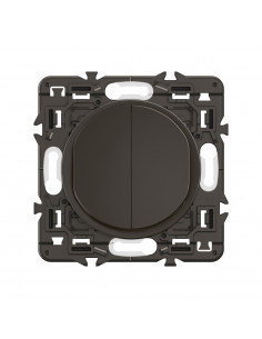 Double interrupteur lumineux Céliane 10AX enjoliveur Noir, support et voyant LEGRAND CZ3001 2