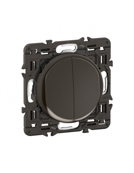 Double interrupteur lumineux Céliane 10AX enjoliveur Noir, support et voyant LEGRAND CZ3001