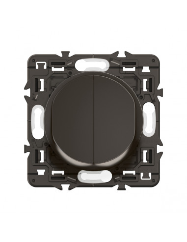 Double interrupteur lumineux Céliane 10AX enjoliveur Noir, support et voyant LEGRAND CZ3001