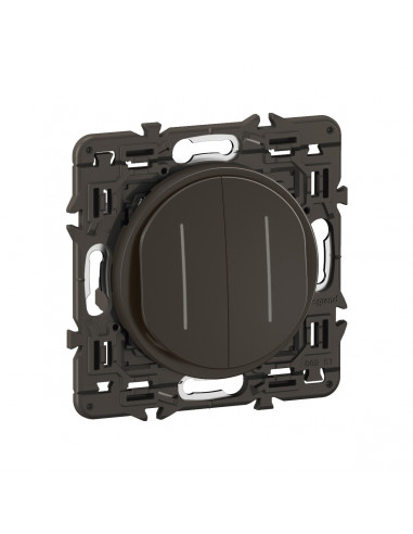 Double interrupteur témoin Céliane 10AX enjoliveur Noir, support et voyant LEGRAND CZ4001