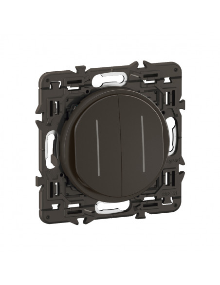 Double interrupteur témoin Céliane 10AX enjoliveur Noir, support et voyant LEGRAND CZ4001
