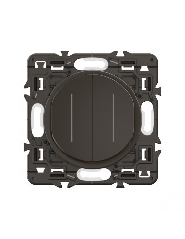 Double interrupteur témoin Céliane 10AX enjoliveur Noir, support et voyant LEGRAND CZ4001
