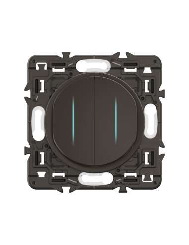Double interrupteur témoin Céliane 10AX enjoliveur Noir, support et voyant LEGRAND CZ4001
