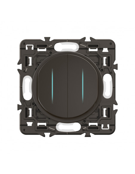 Double interrupteur témoin Céliane 10AX enjoliveur Noir, support et voyant LEGRAND CZ4001