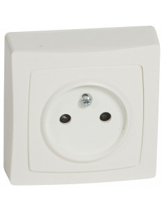 Prise 2 Pôles sans terrre avec éclips de protection saillie complet blanc LEGRAND 086022