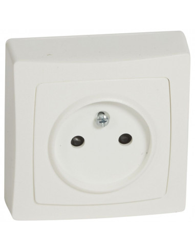 Prise 2 Pôles sans terrre avec éclips de protection saillie complet blanc LEGRAND 086022