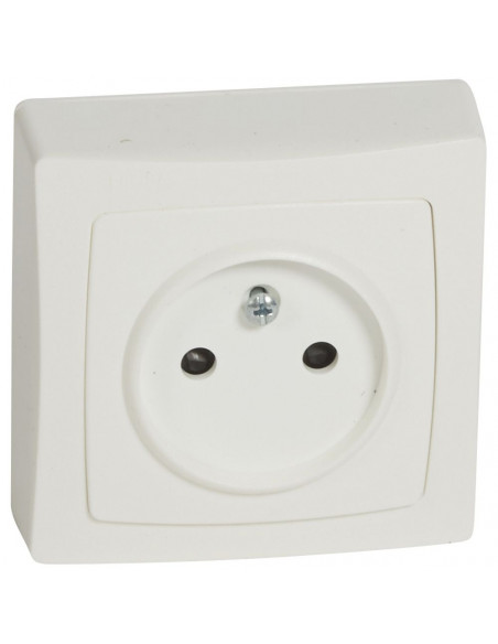 Prise 2 Pôles sans terrre avec éclips de protection saillie complet blanc LEGRAND 086022