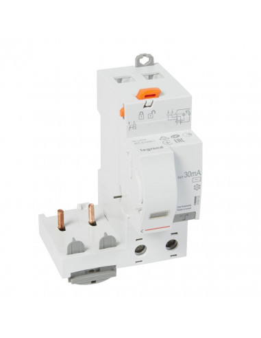 Bloc différentiel adaptable à vis DX³ pour disjoncteur 1 module par pôle 2 Pôles 230V 63A type AC 30mA LEGRAND 410402