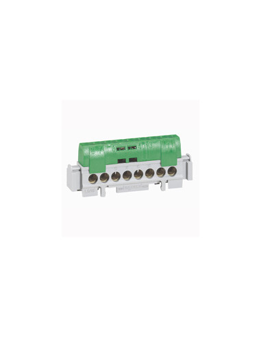 Bornier de répartition isolé IP2X terre 8 connexions 1,5mm² à 16mm² vert longueur 75mm LEGRAND 004832