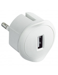 Prise USB 5V 1,5A maximum avec fiche 2 Pôles 10A et encombrement réduit blanche LEGRAND 050680 2