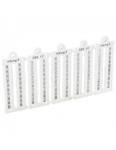 100  repères à lecture horizontale pour bloc de jonction viking 3 pas 5mm avec chiffres 201 à 300 LEGRAND 039512