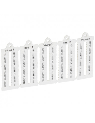100 repères à lecture horizontale pour bloc de jonction viking 3 pas 5mm avec chiffres 101 à 200 LEGRAND 039511