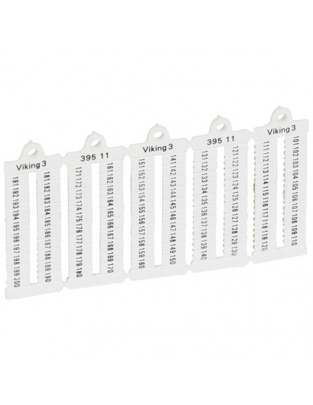 100 repères à lecture horizontale pour bloc de jonction viking 3 pas 5mm avec chiffres 101 à 200 LEGRAND 039511