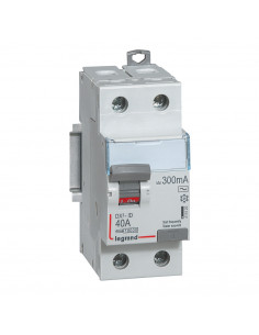 Interrupteur différentiel DX³-ID arrivée haute et départ bas à vis 2 Pôles 230V 40A type AC 300mA 2 modules LEGRAND 411525