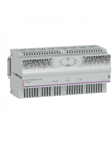 Centrale automatique Triple Play Gigabit modulaire pour distribution ADSL et fibre sur 8 prises RJ45 8 modules LEGRAND 413044