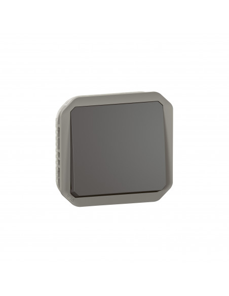 Poussoir NO-NF étanche Plexo 10A IP55 IK08 avec enjoliveur finition anthracite LEGRAND 069841L