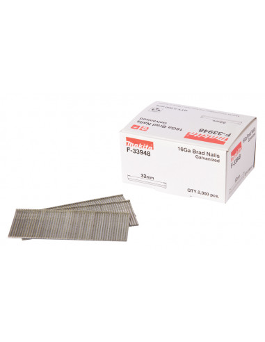 Clous brads T 16 Ga galvanisés pour cloueurs (GF600, DBN600, SKN16, NT65A, IM65) GF600 MAKITA F-33948