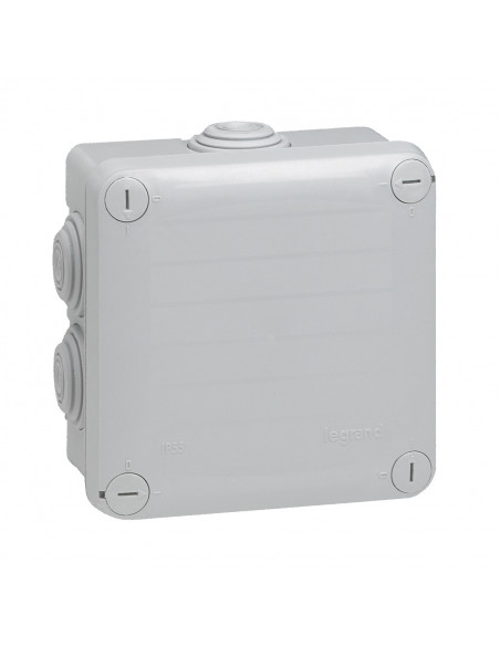 Boîte de dérivation carrée Plexo dimensions 105x105x55mm gris RAL7035 LEGRAND 092022