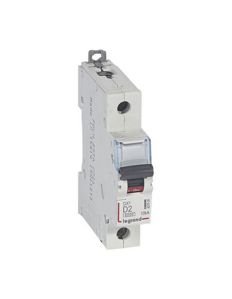 Disjoncteur DX³6000 arrivée haute départ bas à vis 1 Pôle 230V~ à 400V~ 2A Courbe D 1 module LEGRAND 407950