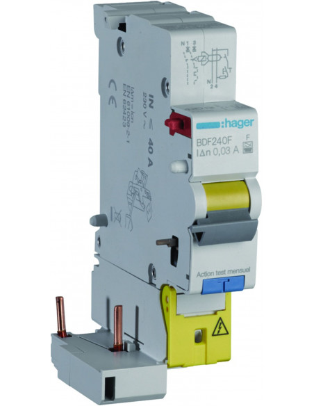 Bloc différentiel 2 Pôles 40A 30mA type F HAGER BDF240F