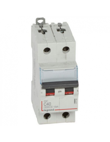 Disjoncteur DX³ vis/vis 2 Pôles 230/400V 40A 10kA courbe C 2 Modules LEGRAND 407788