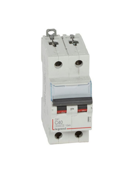 Disjoncteur DX³ vis/vis 2 Pôles 230/400V 40A 10kA courbe C 2 Modules LEGRAND 407788