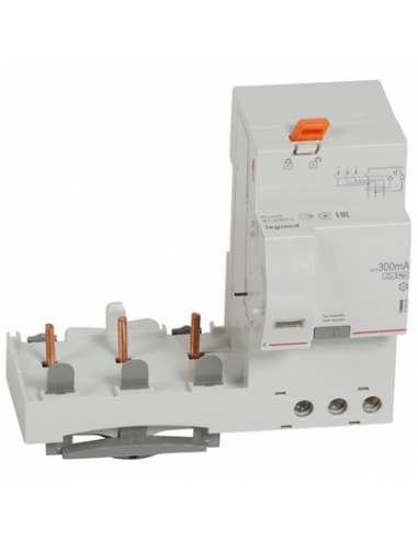 Bloc différentiel adaptable à vis DX³ pour disjoncteur 1,5 module par pôle 3 Pôles 400V~ 63A type F 300mA LEGRAND 410608