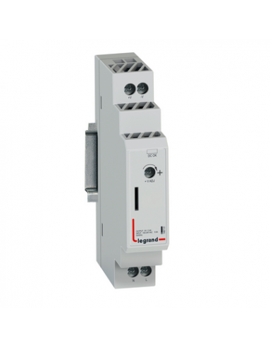 Alimentation modulaire à découpage monophasée entrée 100V à 240V et sortie 5V Continue 12W 2,4A 1 module LEGRAND 146701