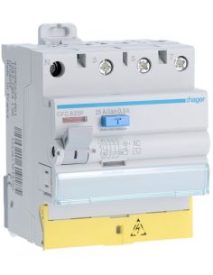Interrupteur différentiel 3P+N 25A 300mA type AC à bornes décalées HAGER CFC825F