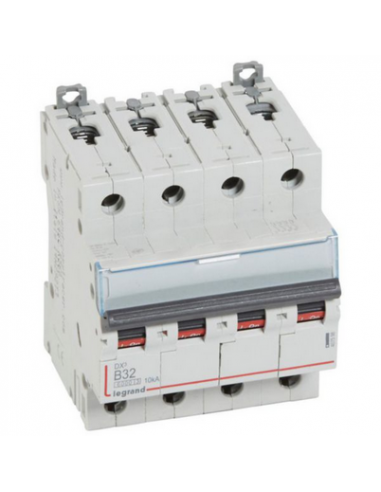 Disjoncteur DX3 10kA  à vis 4 Pôles 400V 32A courbe B 4 modules LEGRAND 407598