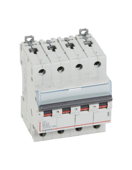 Disjoncteur DX3 10kA  à vis 4 Pôles 400V 32A courbe B 4 modules LEGRAND 407598