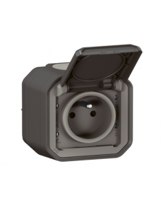 Prise de courant avec volet Plexo complet saillie anthracite LEGRAND 070027