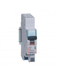 Disjoncteur Phase+Neutre DNX³4500 6kA arrivée et sortie borne automatique 1P+N 230V~ 2A courbe C 1 module LEGRAND 406780 2