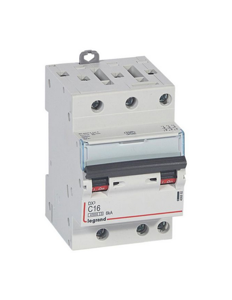 Disjoncteur DX³4500 6kA borne à vis tripolaire 400V 16A courbe C 3 modules LEGRAND 406892