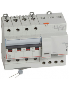 Disjoncteur différentiel monobloc DX³6000 10kA arrivée haute et départ bas à vis 4 Pôles 400V 63A type AC 300mA LEGRAND 411211 2