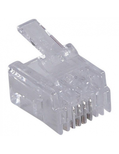 Fiche RJ11 4 contacts largeur 9,65mm pour câble rond LEGRAND 051701